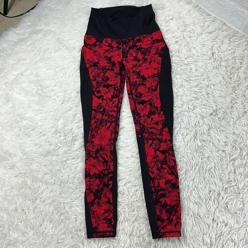 Lululemon Train Times Fast Pace Pant Special Edition 25" Carminetrue Red Black